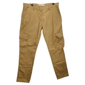 Chams Mens Brown Cargo Pants Cotton Poly Blend Size 34 Jeans